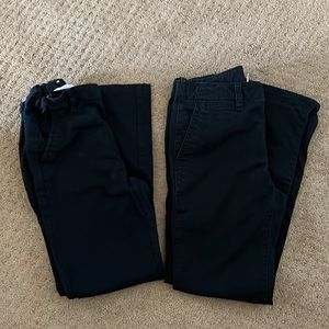 2 pairs of Boys black pants, Gap and Old Navy. Size 10. Used.